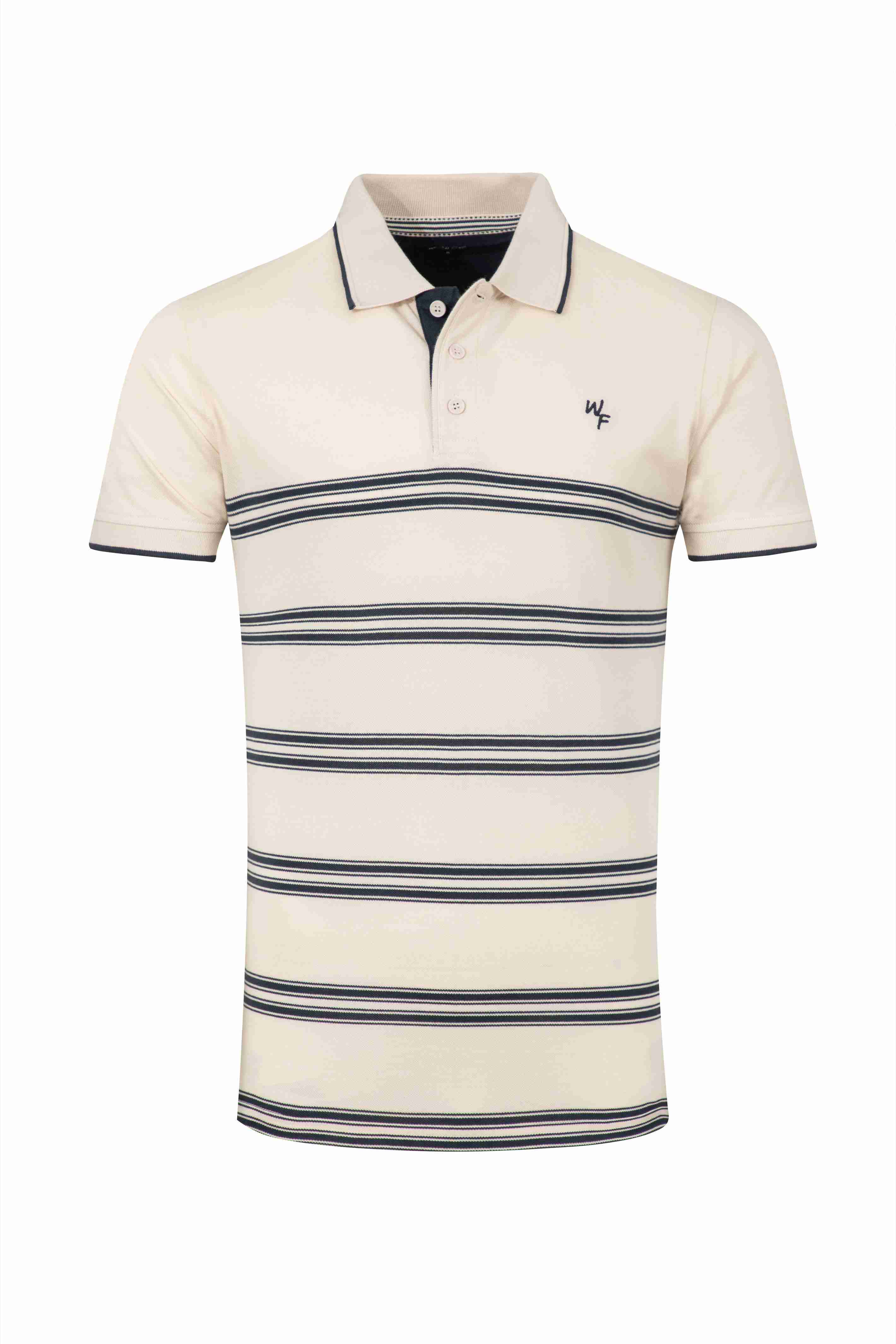 Bradbury Pique Stripe Polo Shirt Ecru