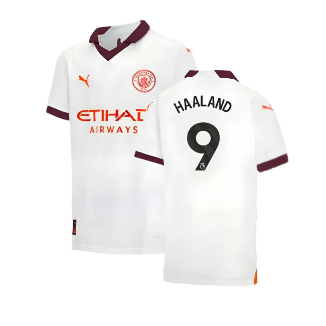 Top Tier Football Man City Away Shirt Kids Haaland #9 2024-2025 Se...
