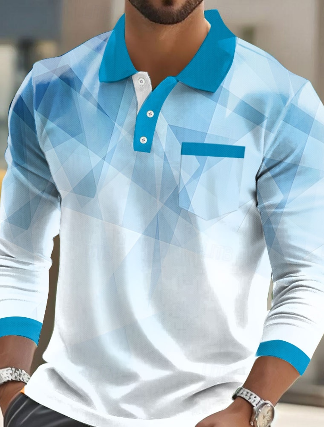 Men's Geometric Polo Short Sleeve Turndown Business Casual Daily
