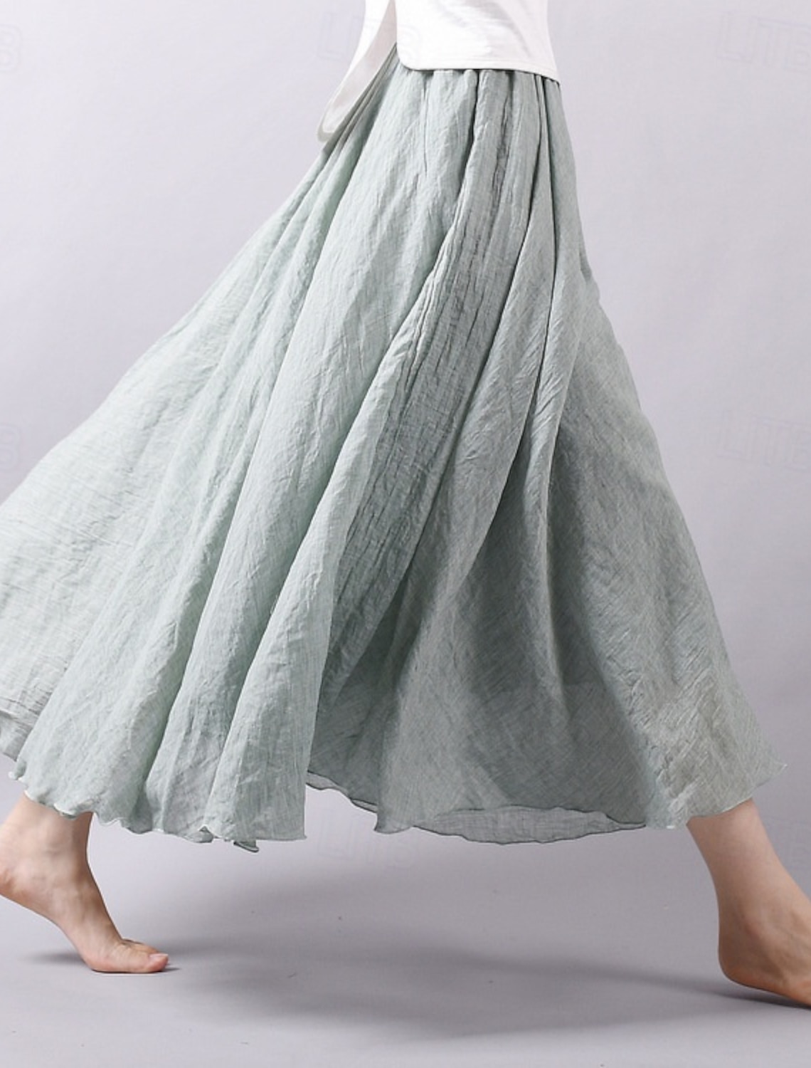 Women's Elegant Bohemia Vintage Casual Maxi High Waist Skirts Inelastic Prom Vacation Rust Red Denim Blue Niagara Blue Primrose Yellow Summer