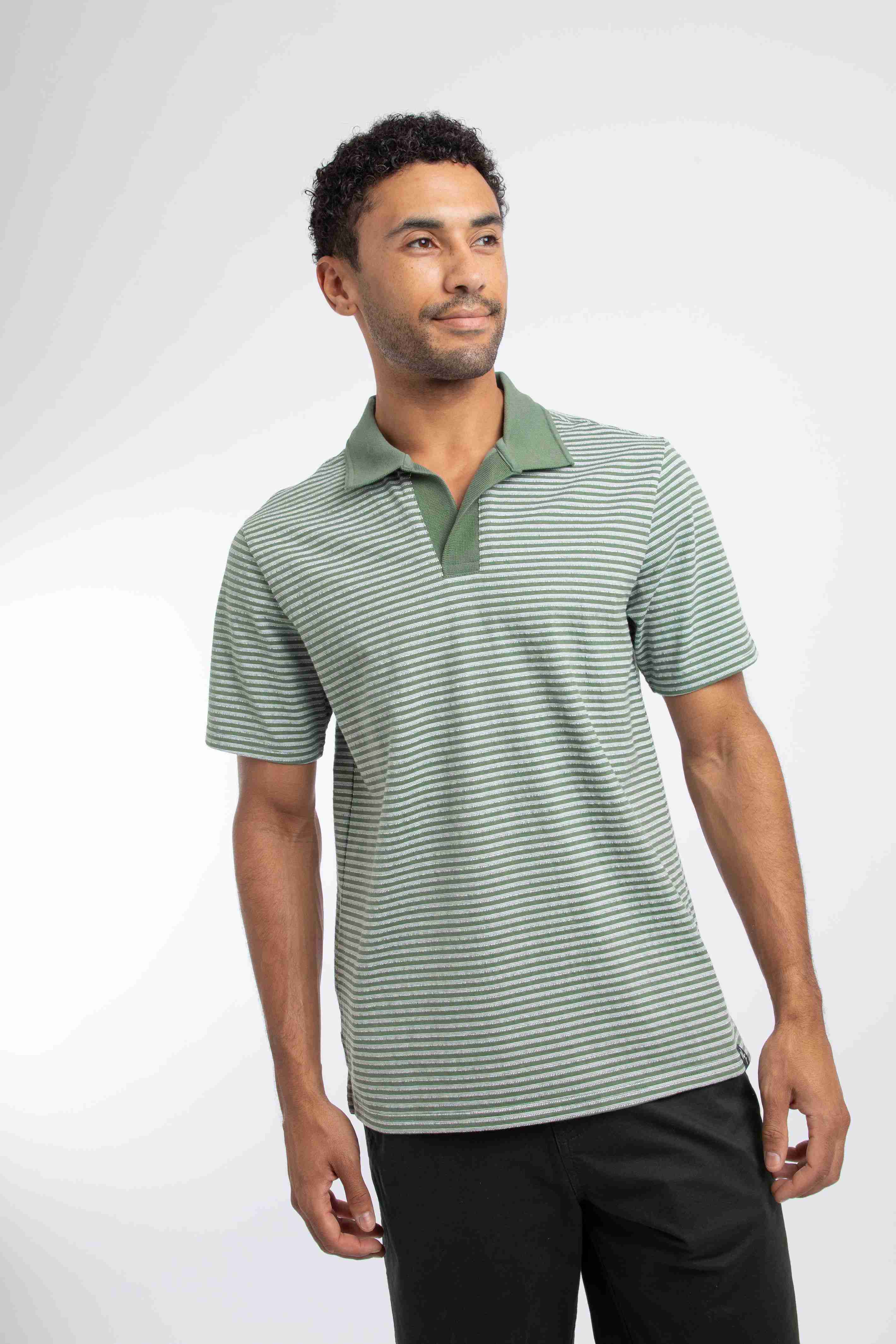 Virgil Striped Polo Shirt Woodland Sage