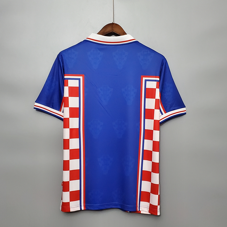Croatia Retro Soccer Jersey Shirt BlueWhite1998 - Official Replica