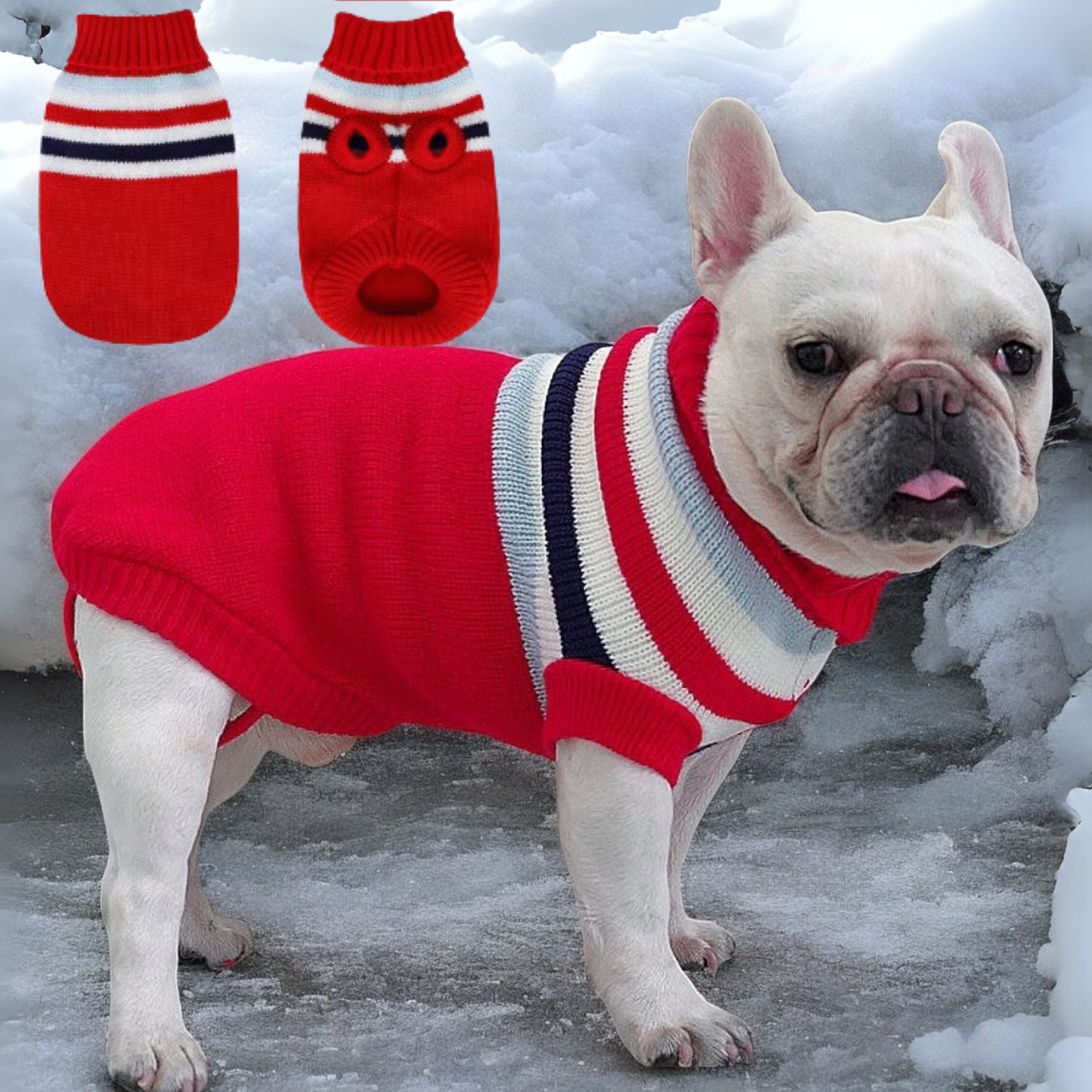Bulldog Sweater – Festive Holiday Apparel For Frenchie Indoor Comfort