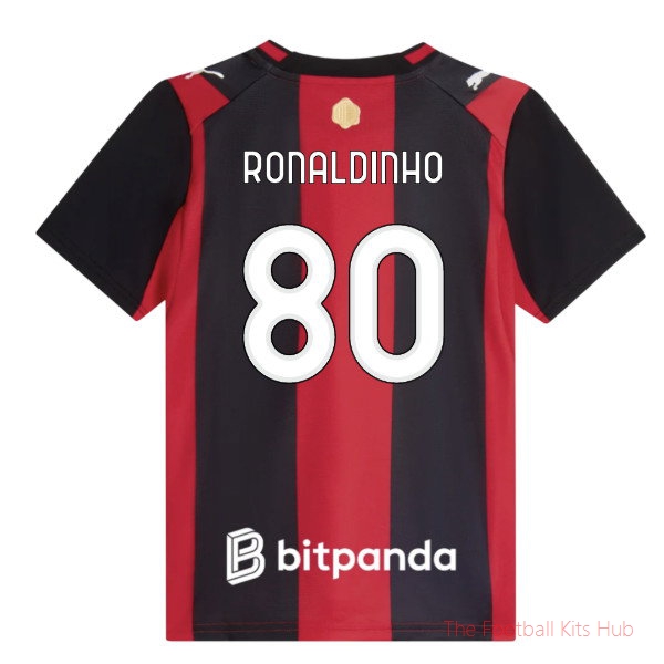 Breathable AC Milan 2026-2027 Home Shirt (Kids) (Ronaldinho 80)
