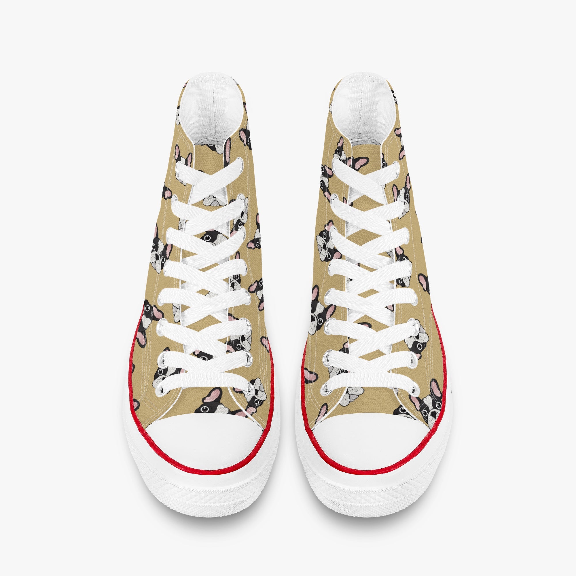 French Bulldog Pete High Top Canvas Shoes Frenchie Paw Protection