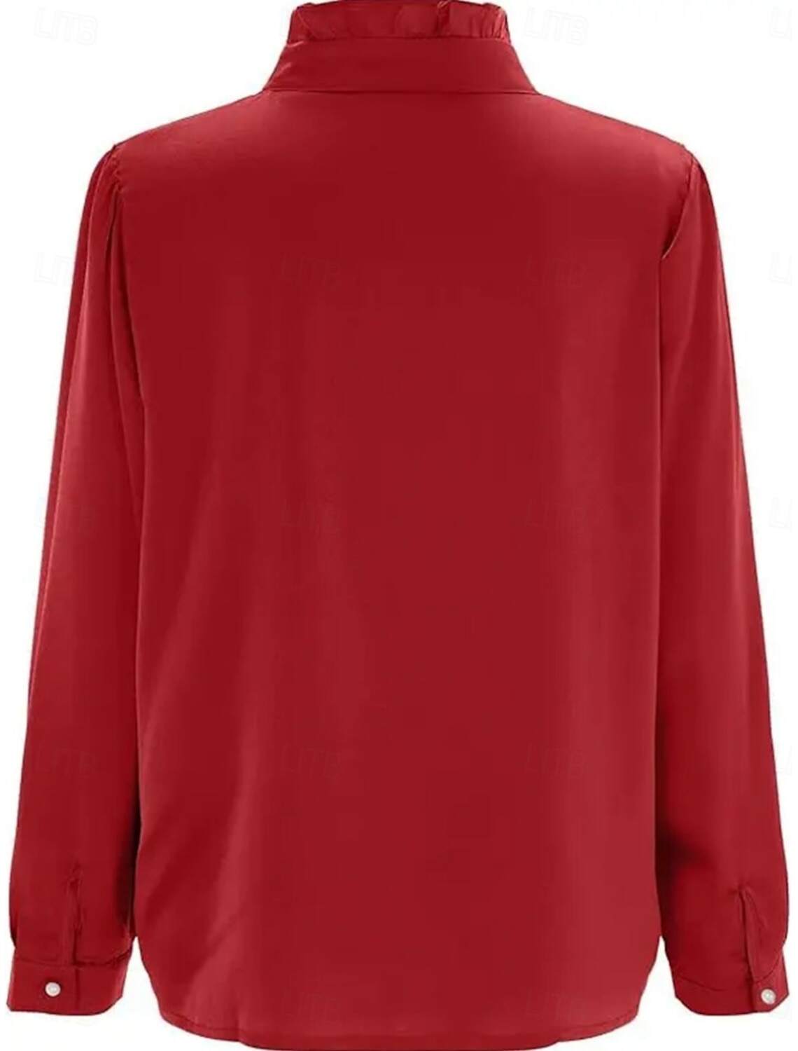 Women's Shirt Blouse Business Modern Casual Solid Color Regular Tops Long Sleeve Turtleneck Ruffle Buttons Regular Fit Work Formal Wear Summer Spring