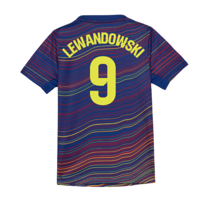 Supporter 2025-2026 Barcelona Academy Pro Pre Match Shirt (Blue) - Kids (Lewandowski