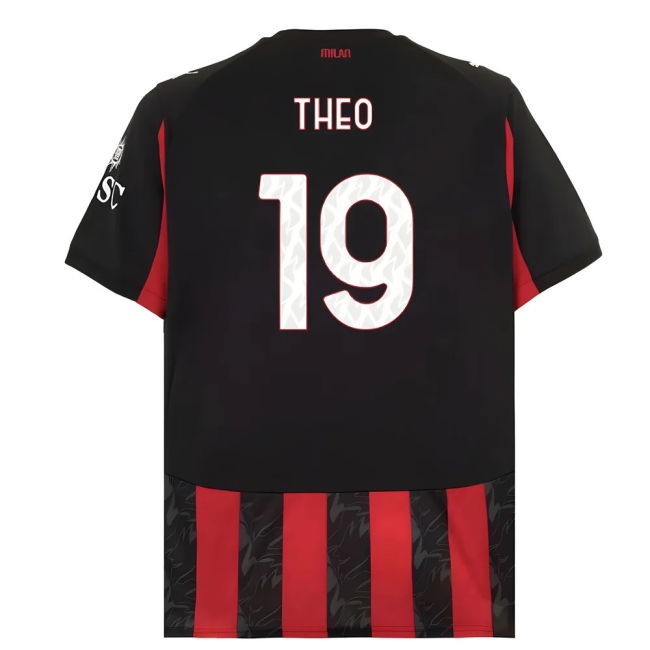 Acm Ac Milan Home Shirt Theo #19 Pro Series Devoted Modern Style F...