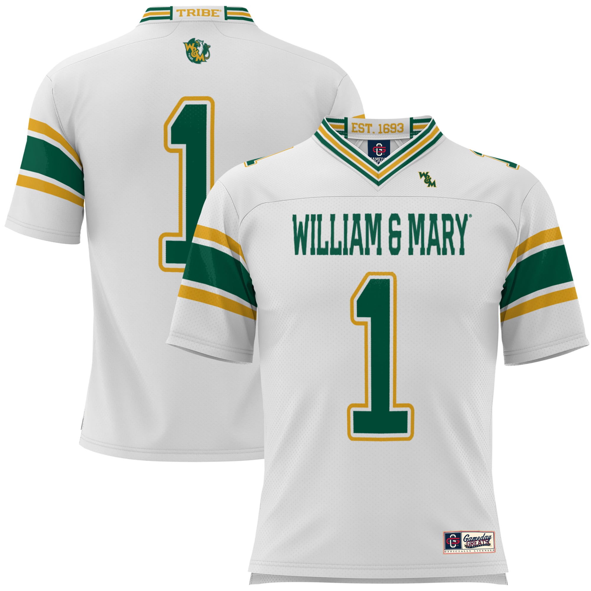 #1 William & Mary Tribe GameDay Greats Youth 2026/2027 Football Jersey - White
