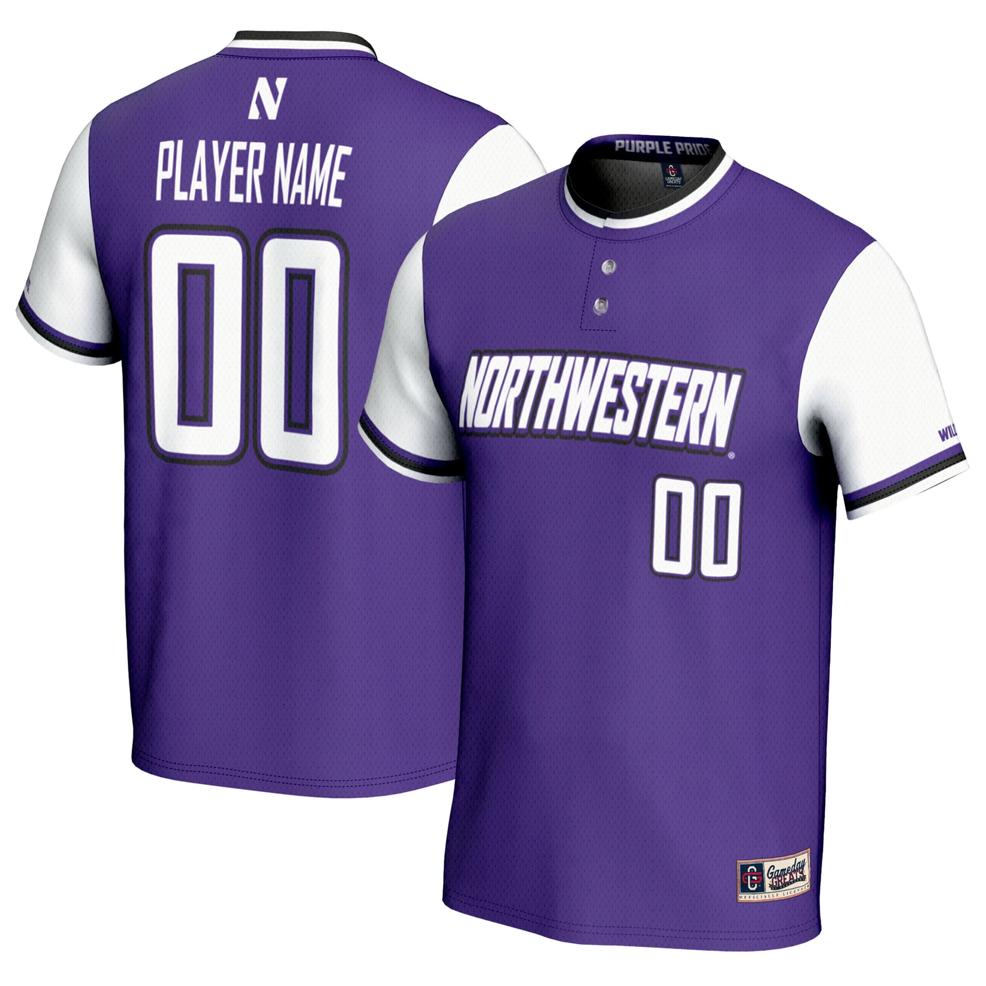 [NJP] Northwestern Wildcats GameDay Greats Youth NIL Pick-A-Player Lightweight Softball Jersey - Purple