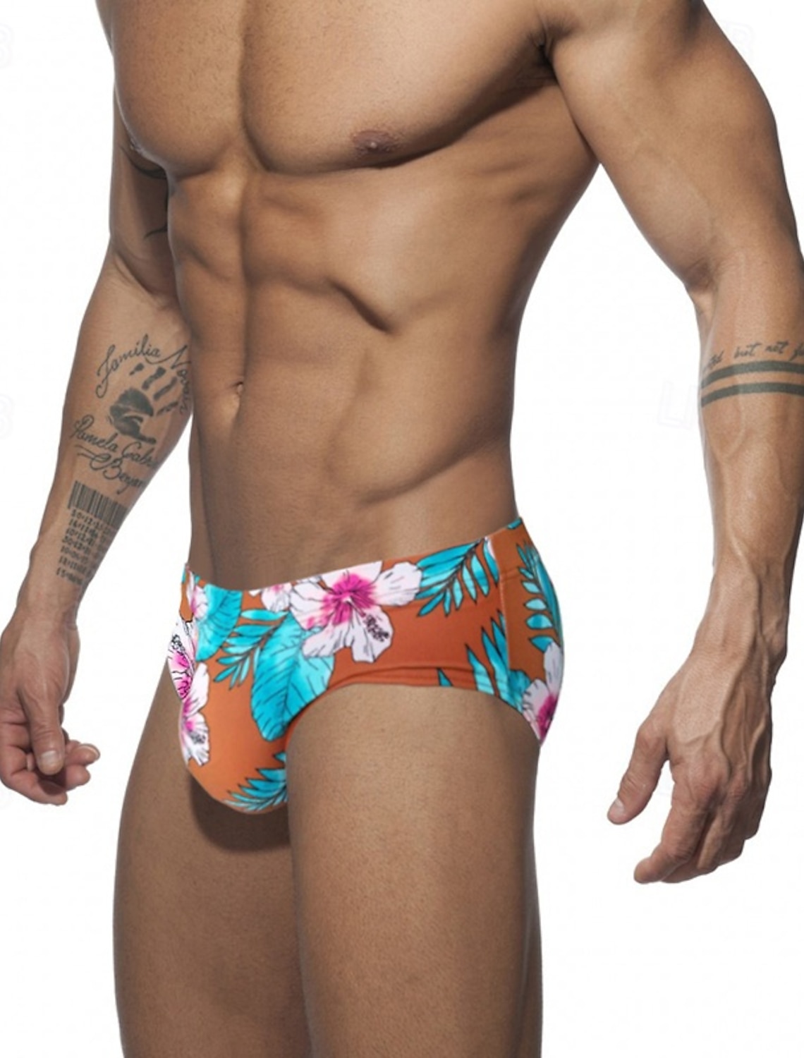 Men's Swim Thong Underwear Swim Briefs Floral Stretchy Breathable Bottoms Surfing Bikini Diving Summer