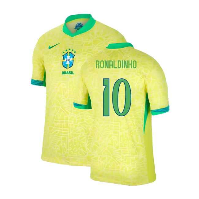 Cup 2024-2025 Brazil Home Shirt (Ronaldinho 10) High National