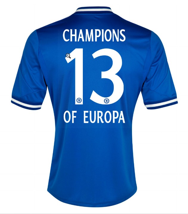 13-14 Chelsea Home Champions Of Europa 13 Printing Shirt - Official