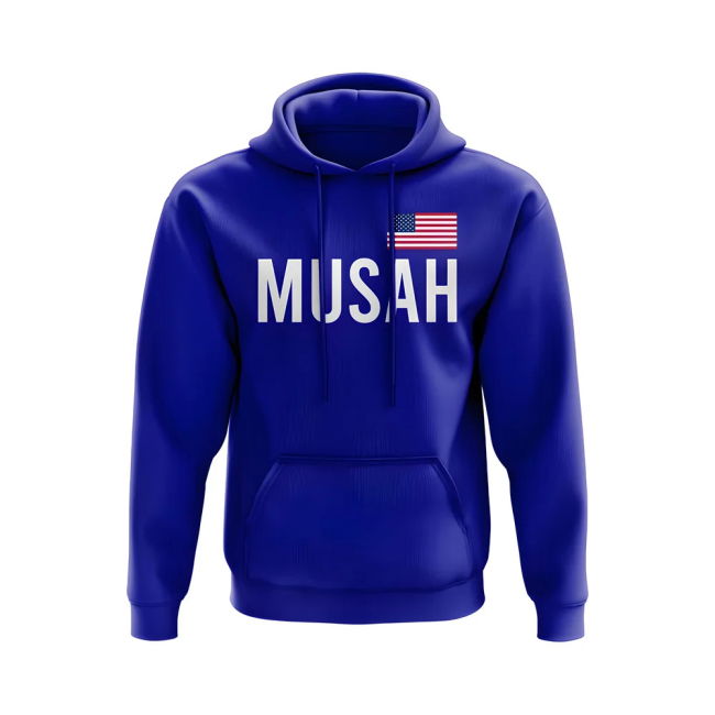 Exclusive-Design Pro-Grade Yunus Musah Usa Name Hoody (Blue)