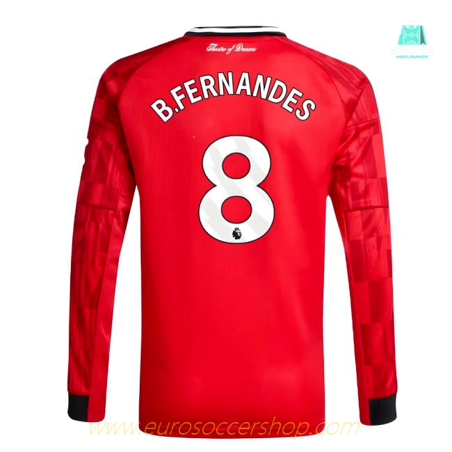 2025-2026 Man Utd Long Sleeve Home Shirt (Kids) (B.Fernandes 8)
