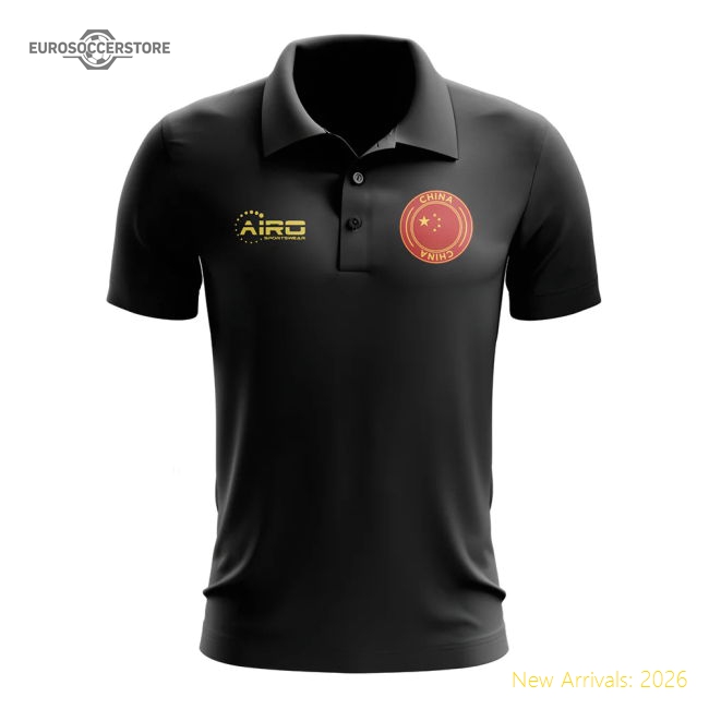 Premium-grade China Football Polo Shirt (black) - Economical