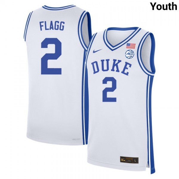 Youth Duke Blue Devils #2 Cooper Flagg White Nike Stitch Jerseys