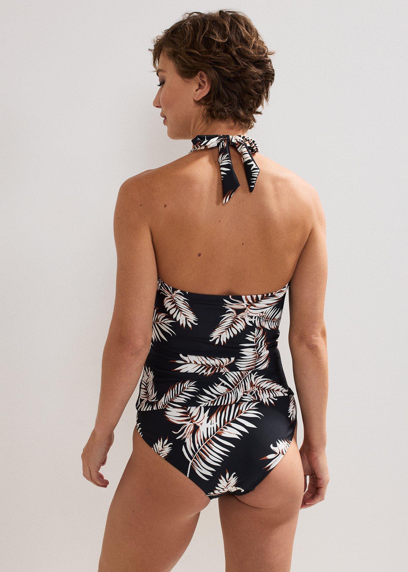 Palm Print Halterneck Tankini Top