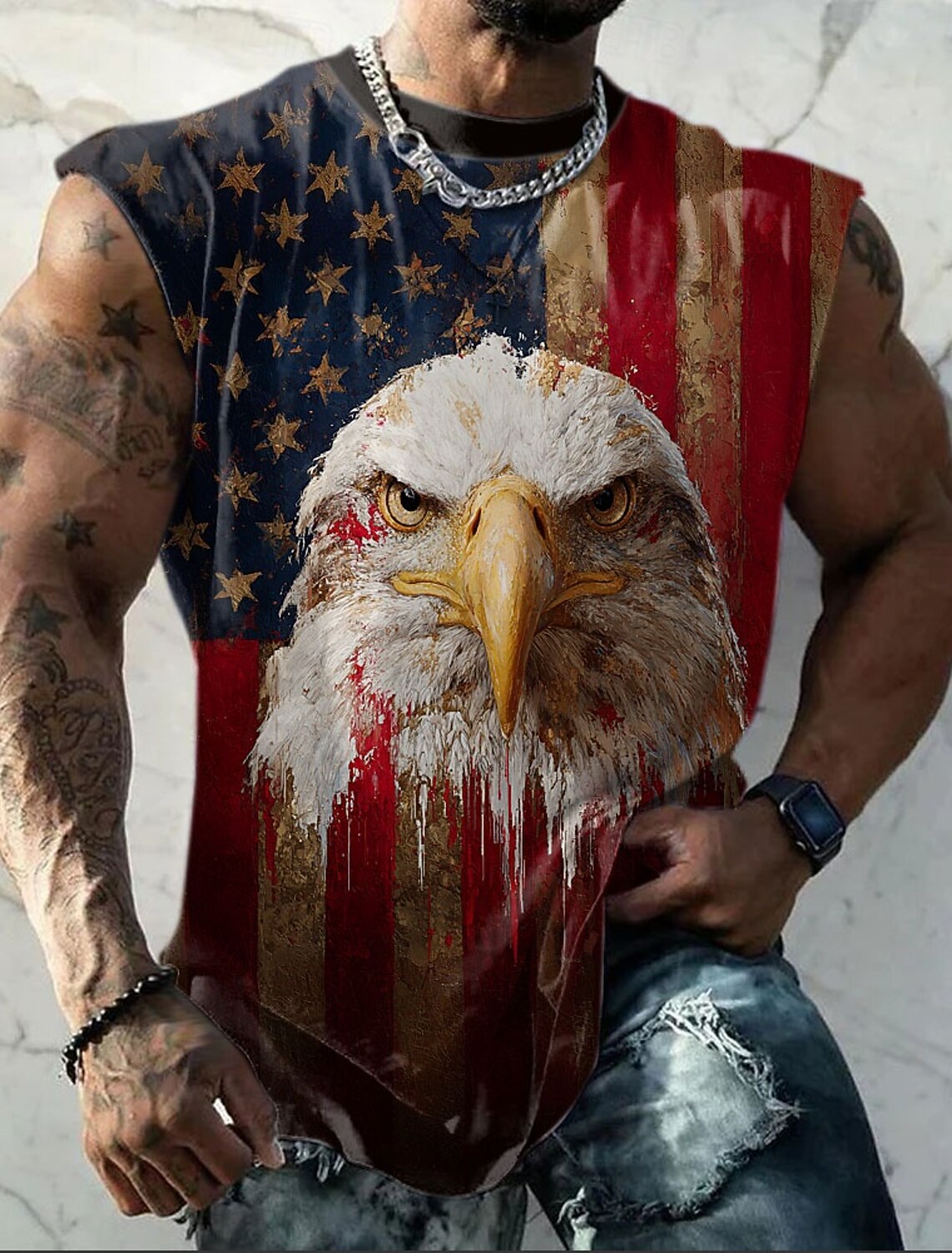 4th of July 2026 250th Memorial Day Men's Patriotic Designer Patriot US Flag T-Shirt