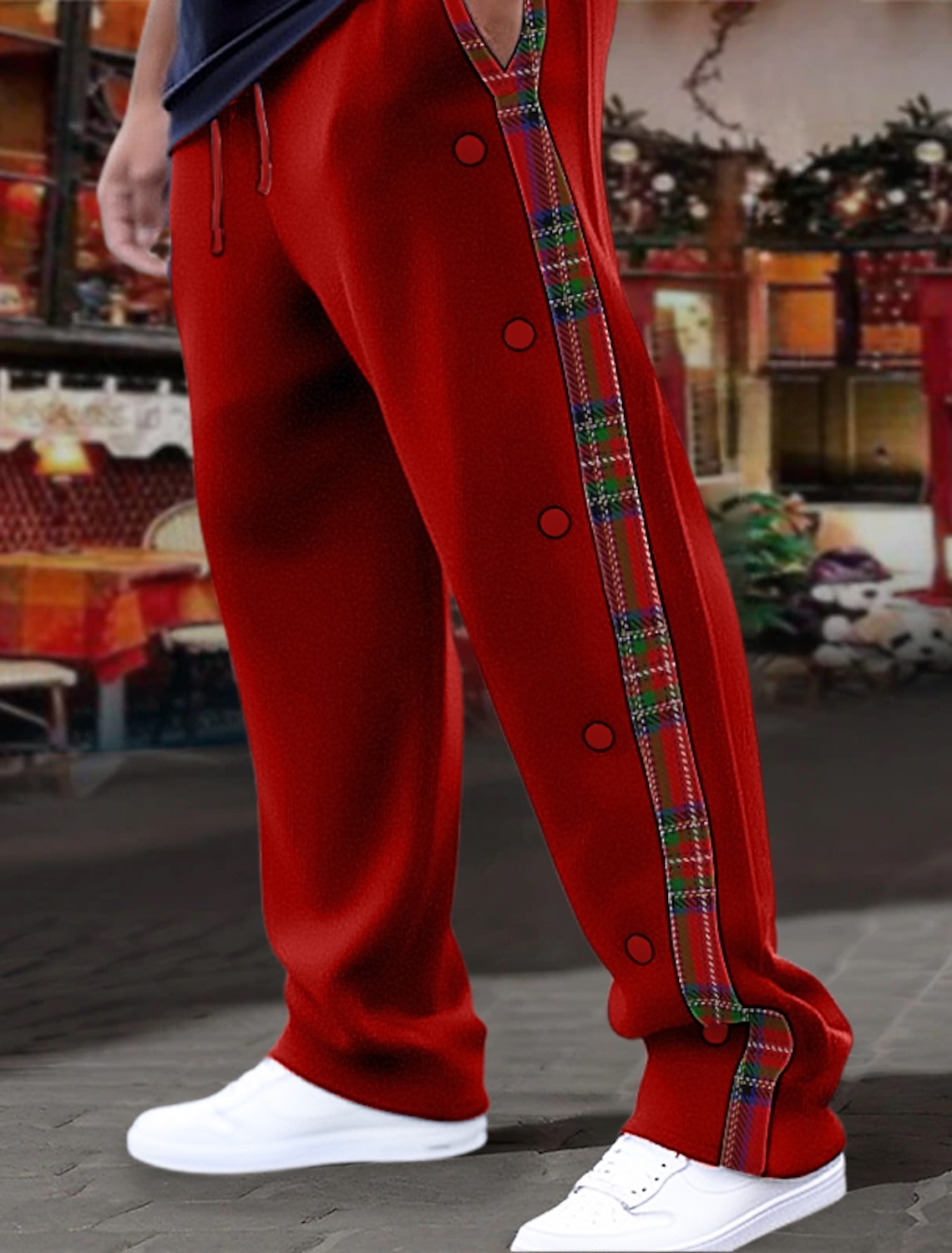 Men's Sweatpants Joggers Trousers Patchwork Drawstring Elastic Waist