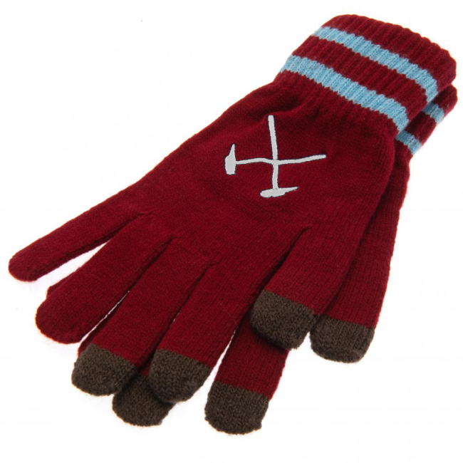 West Ham United Fc Touchscreen Knitted Gloves Youths Player Replica