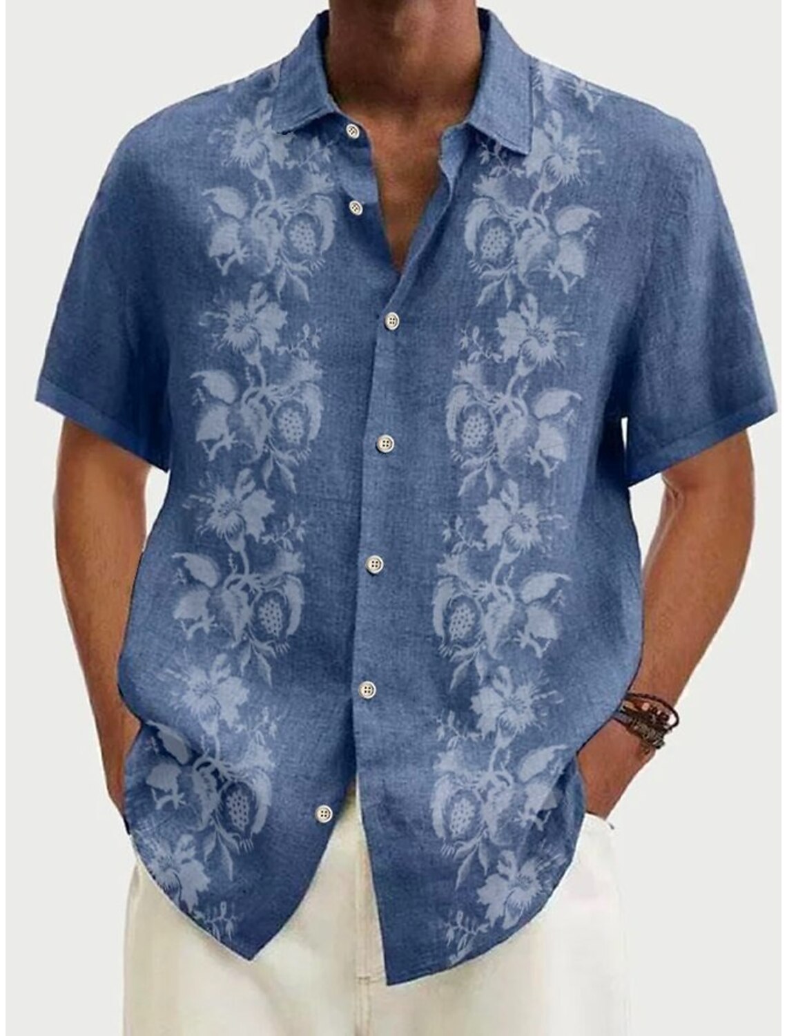 Men's Tie Dye Shirt Button Up Short Sleeve Tropical Fashion Streetwear