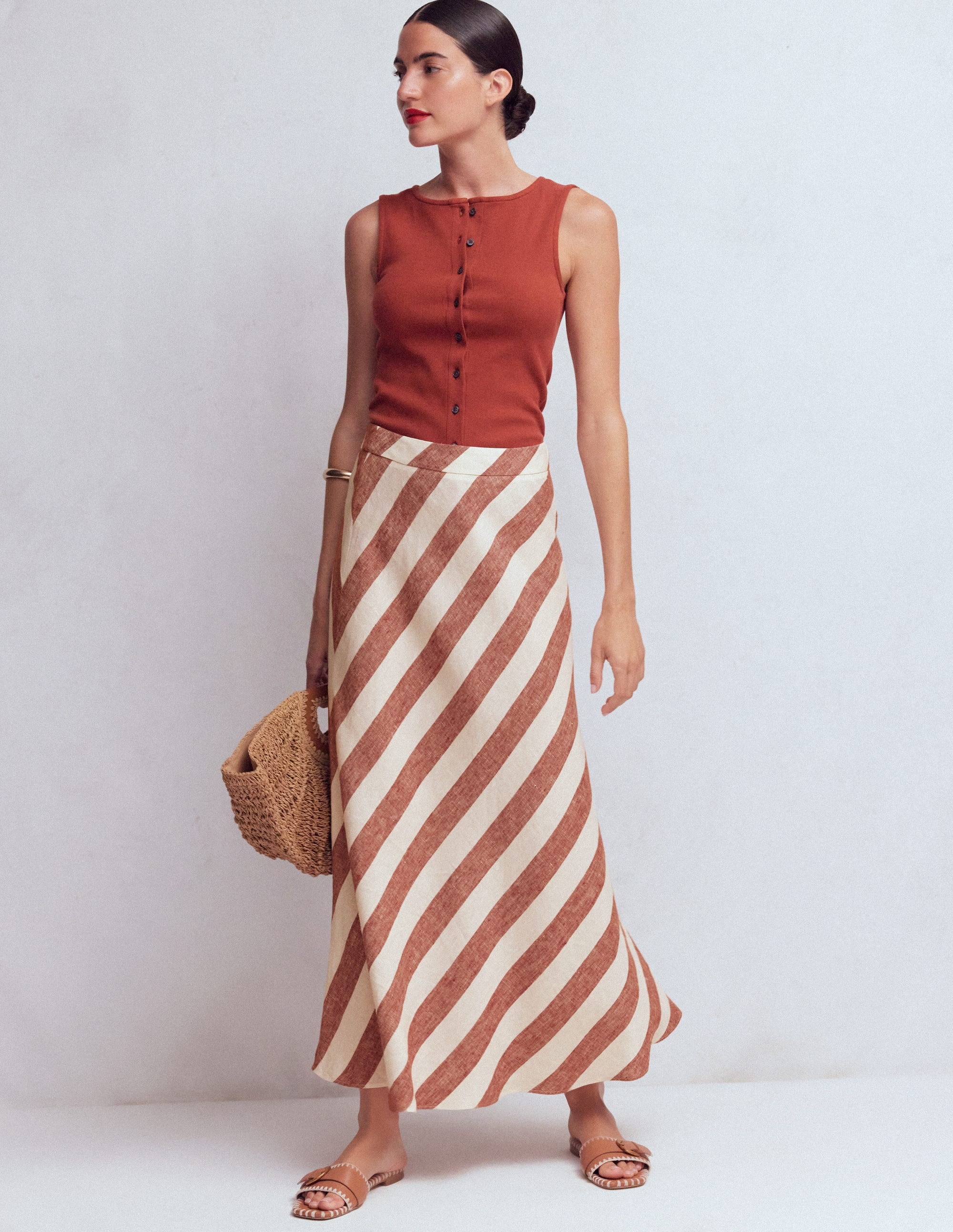 Bias Cut Linen Slip Skirt