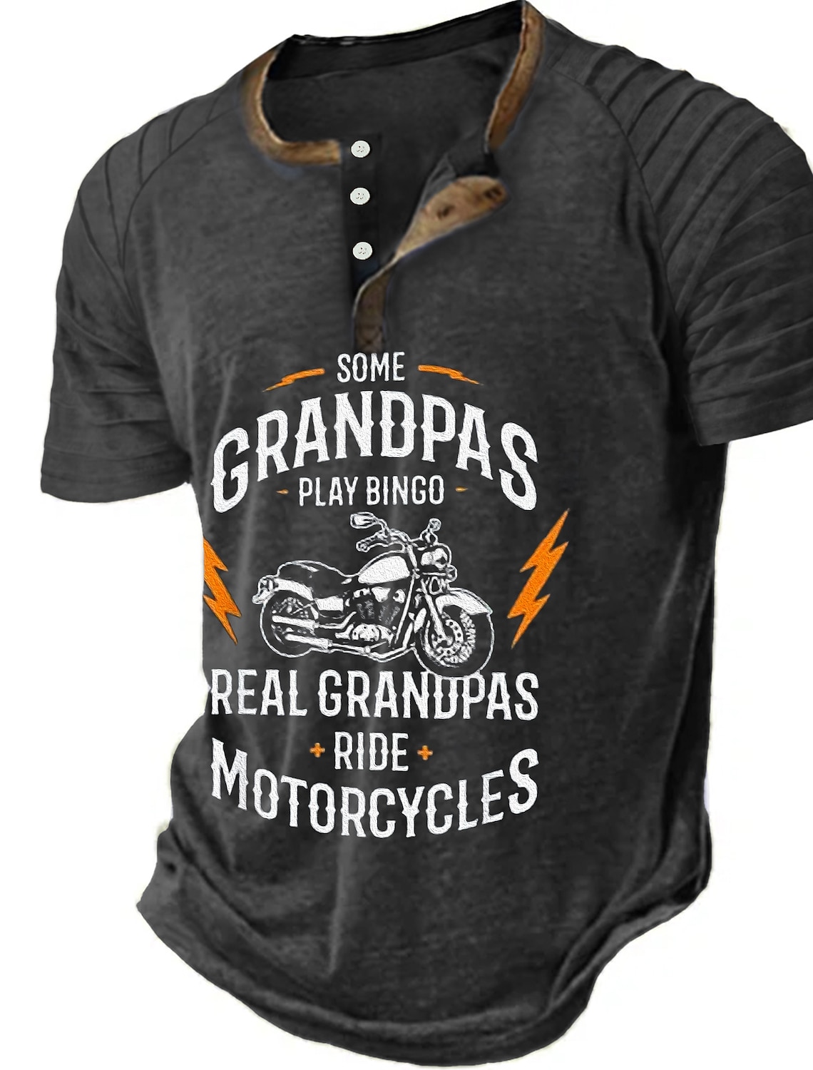 Mens 'Real Grandpas Ride Motorcycles' Graphic T-Shirt | Funny Biker Grandpa Short Sleeve Tee