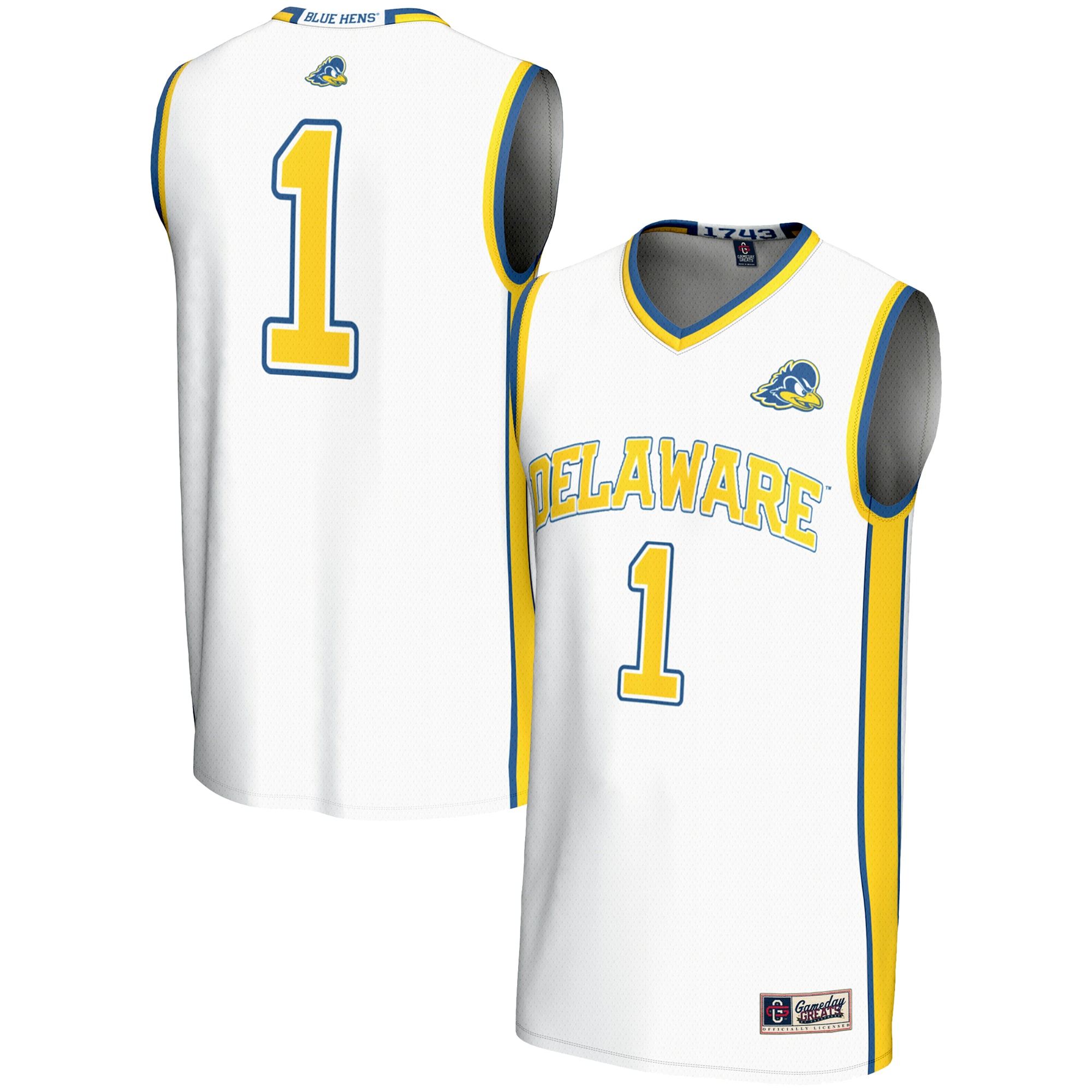 [NJP] Delaware Fightin' Blue Hens GameDay Greats Youth Lightweight Basketball Jersey - White