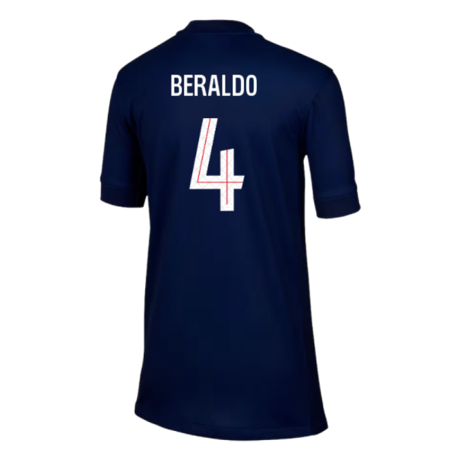 2025-2026 PSG Paris Saint Germain Home Shirt (Kids) (Beraldo 4)