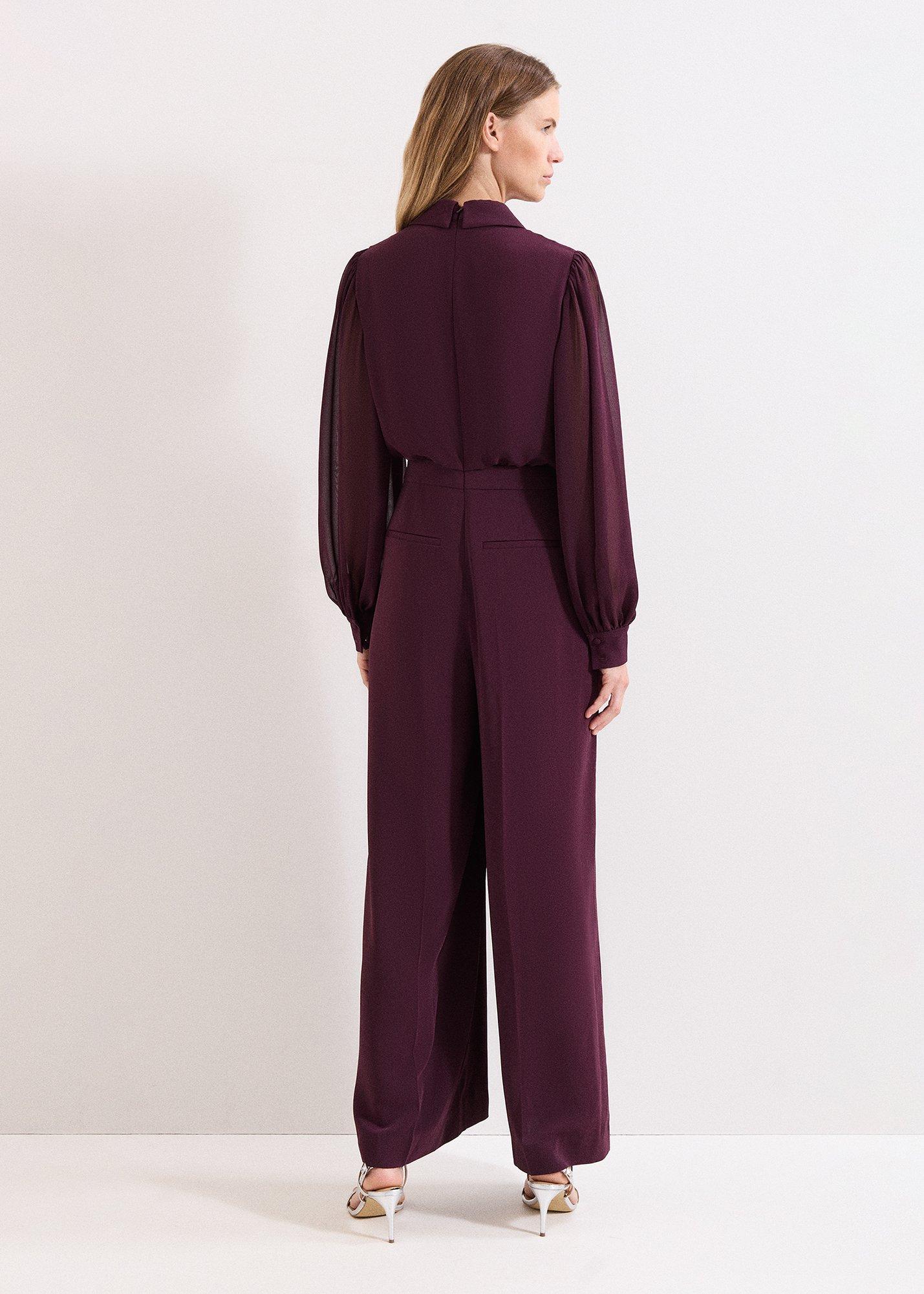 Petite Emily Burgundy Diamonte Button Jumpsuit