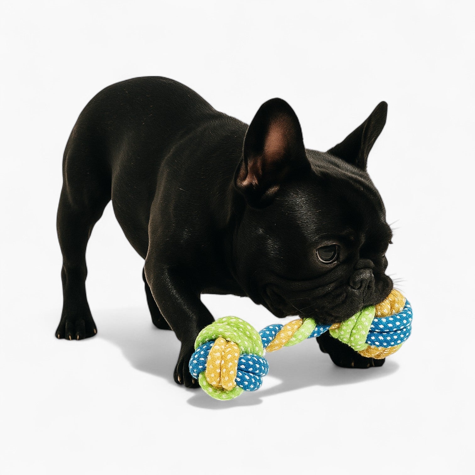 Chompix Frenchie Chew Toy – Dental Cleaning Cotton Rope Tug Toy