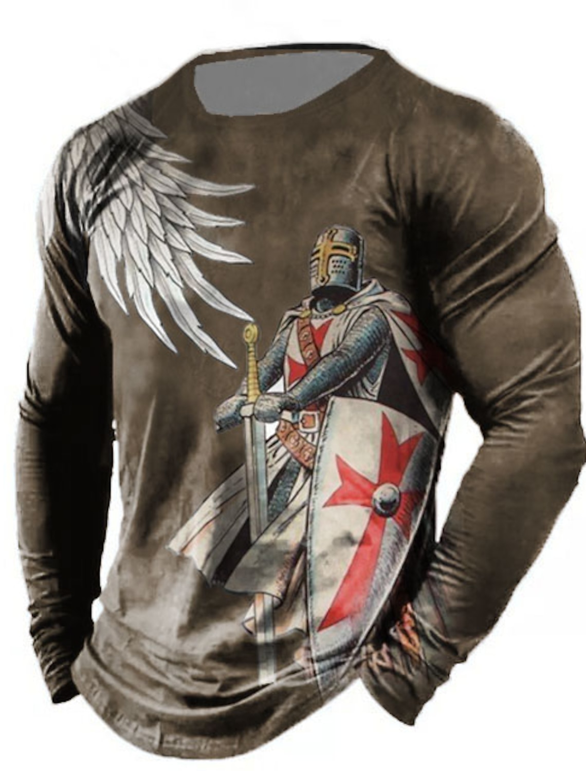 4th of July 2026 250th Memorial Day Men's Patriotic Vintage Distressed Patriot Graphic 3D Print American Flag National Flag Veteran Crew Neck Long Sleeve T-Shirt