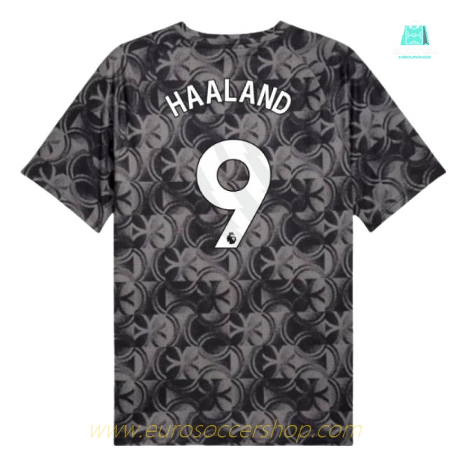 2025-2026 Man City Warm Up Jersey (Black) (Haaland 9)