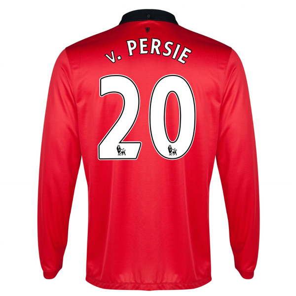 13-14 Manchester United 20 vPersie Home Long Sleeve Jersey Shirt -