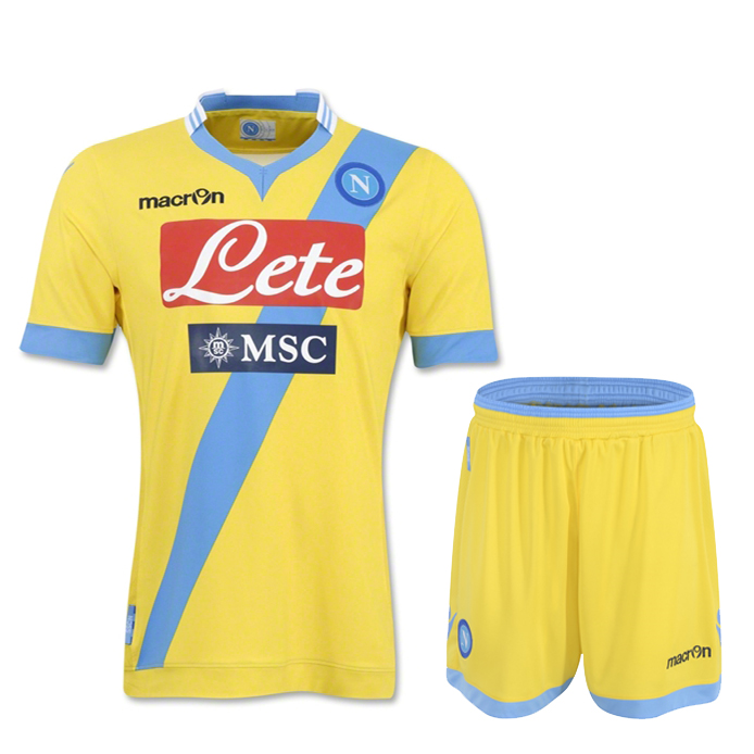 13-14 Napoli Away Yellow Jersey KitShirtShorts - Official Replica 2227