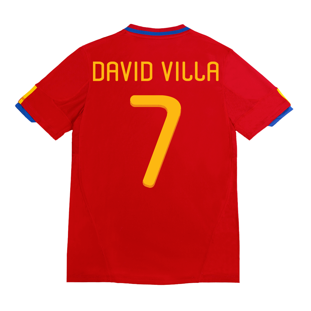 Retro DAVID VILLA #7 2010 Spain Home  Soccer Jersey Authentic Kit