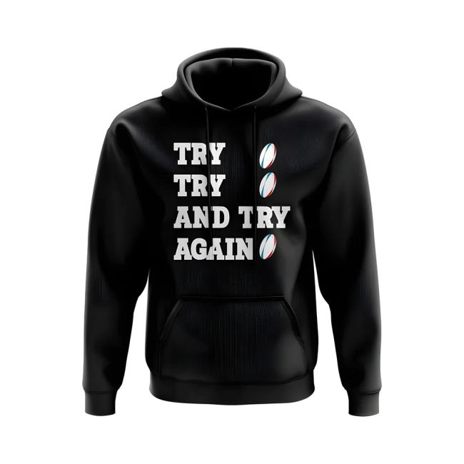 Jersey Try, Try & Try Again Hoody (Black) Soccer Authentic