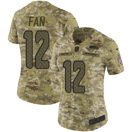 NFL S S Seahawks #12 Fan Camo Team Color Limited Jersey - High Quality