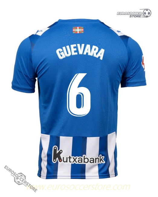 Deportivo Alavés' 25-26 Home Jersey featuring GUEVARA with the number 6
