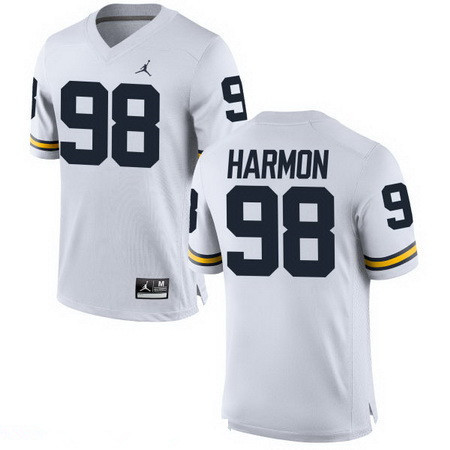 Men's UM Wolverines White 2024 authentic Tom Harmon #98 high quality