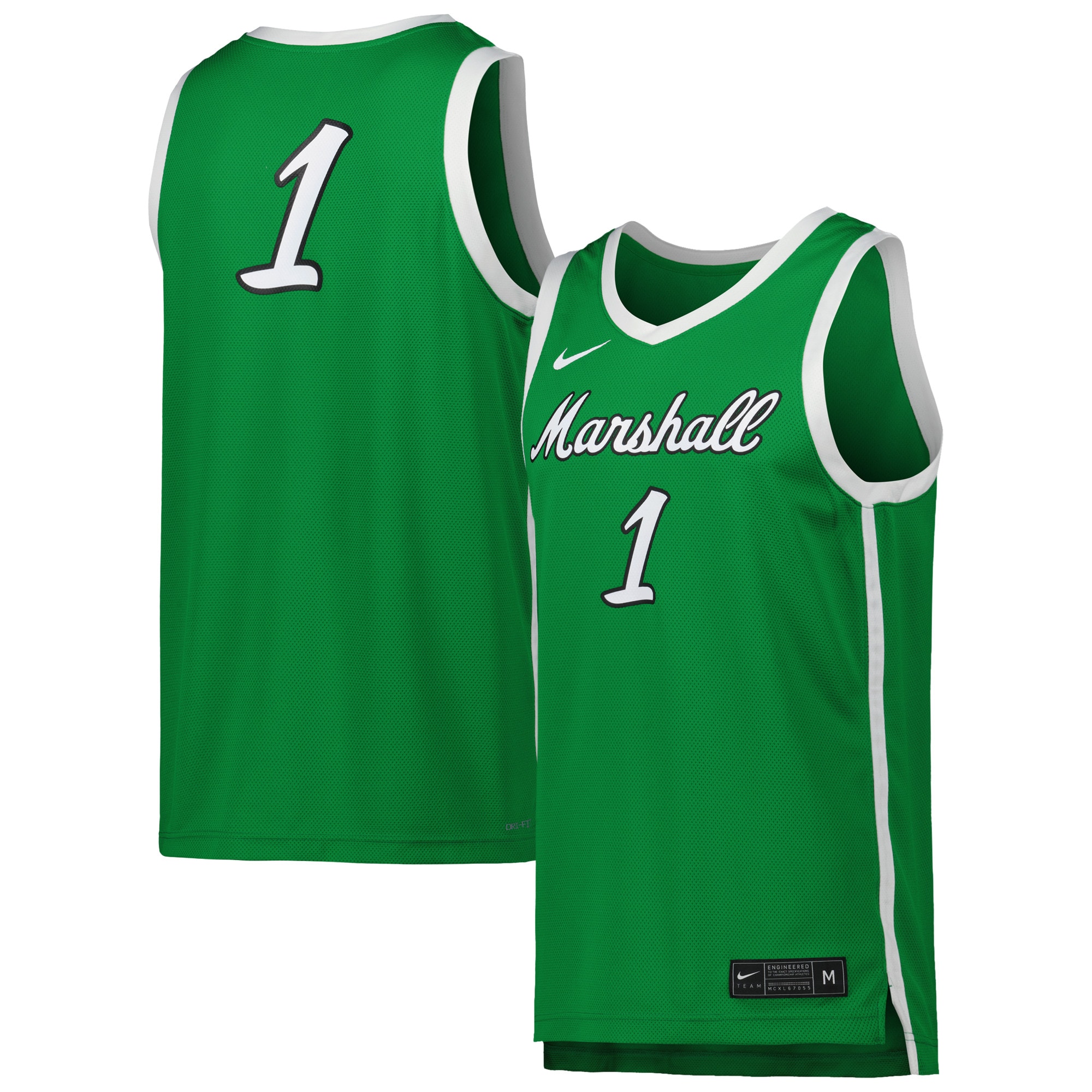 [NJP] Marshall Thundering Herd Replica Basketball Jersey - Kelly Green