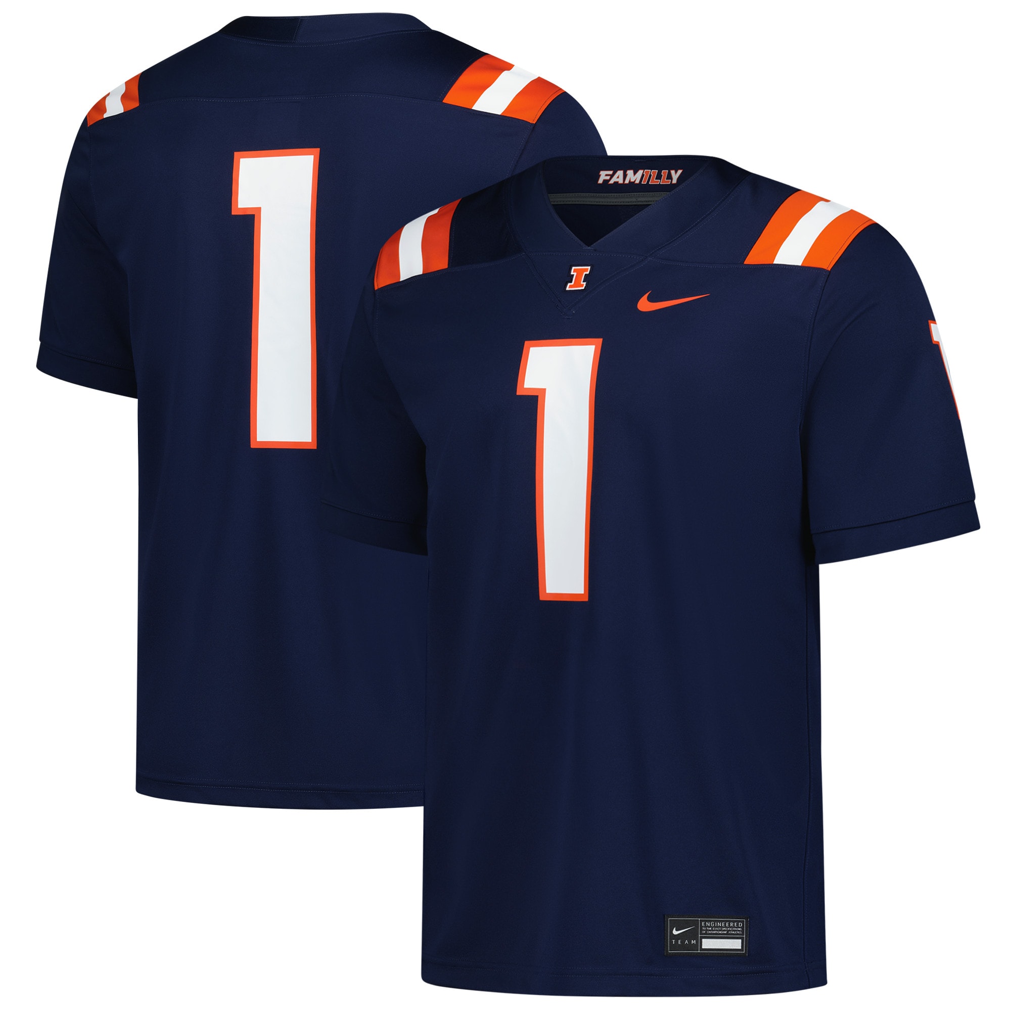 [NJP] Illinois Fighting Illini Game Football Jersey - Navy