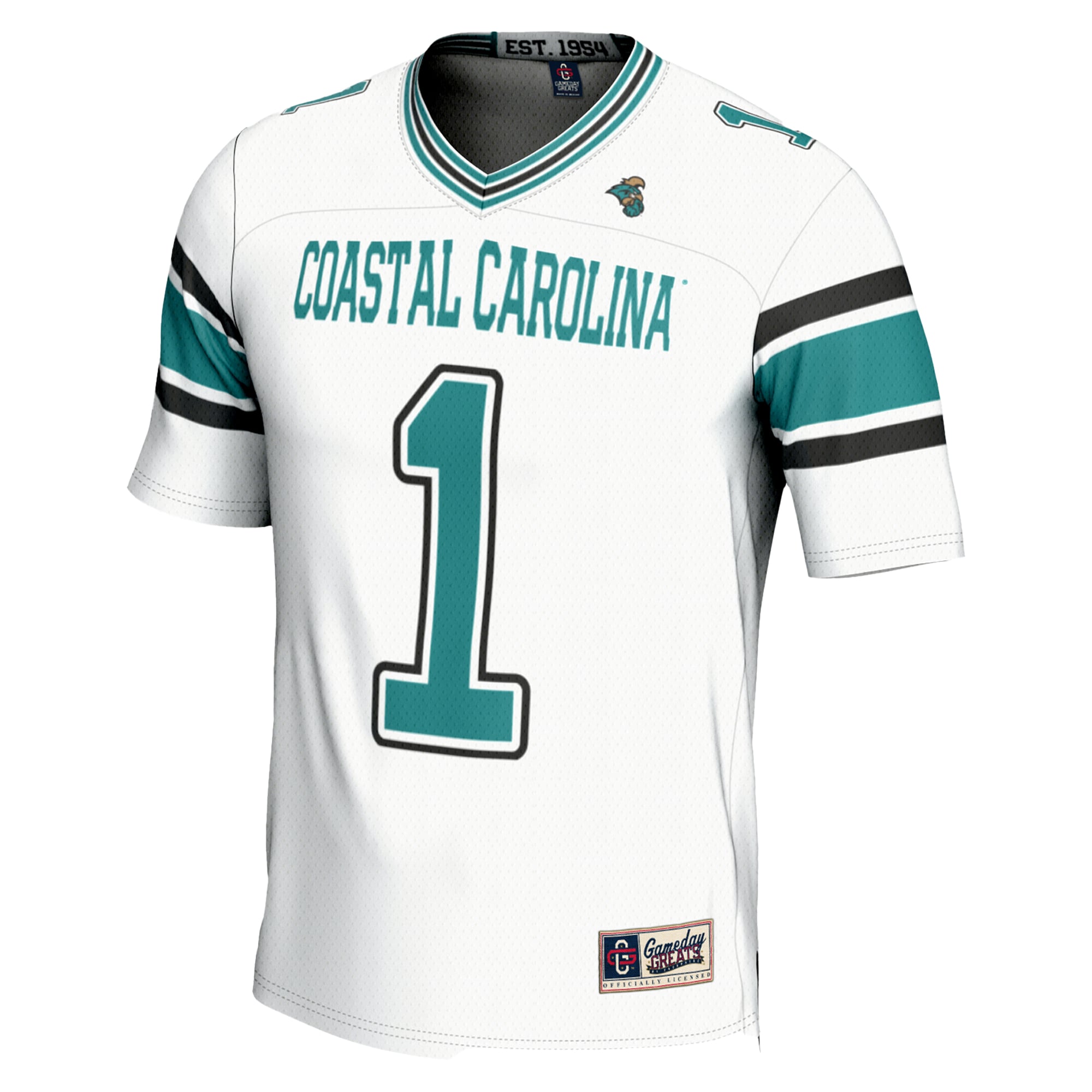Men's #1 White Coastal Carolina Chanticleers Endzone Football Jersey