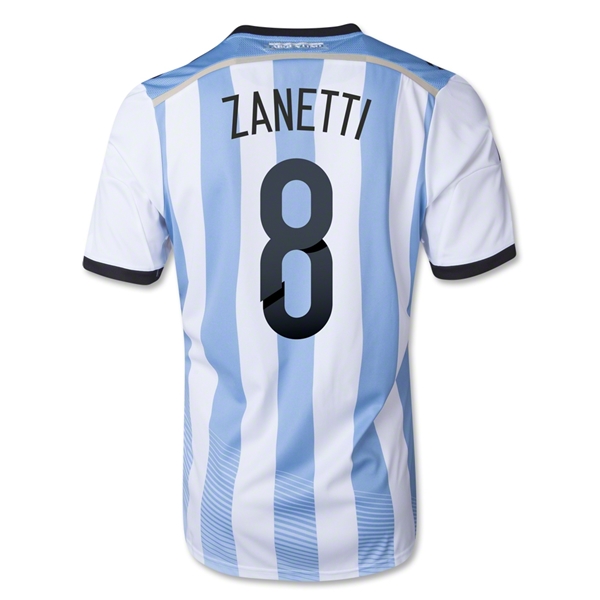 2014 Argentina 8 ZANETTI Home Soccer Jersey Shirt - Official Replica