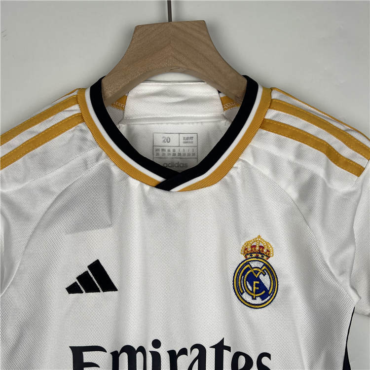 KidsYouth Real Madrid 2324 Home White Soccer Football KitShirtShort -