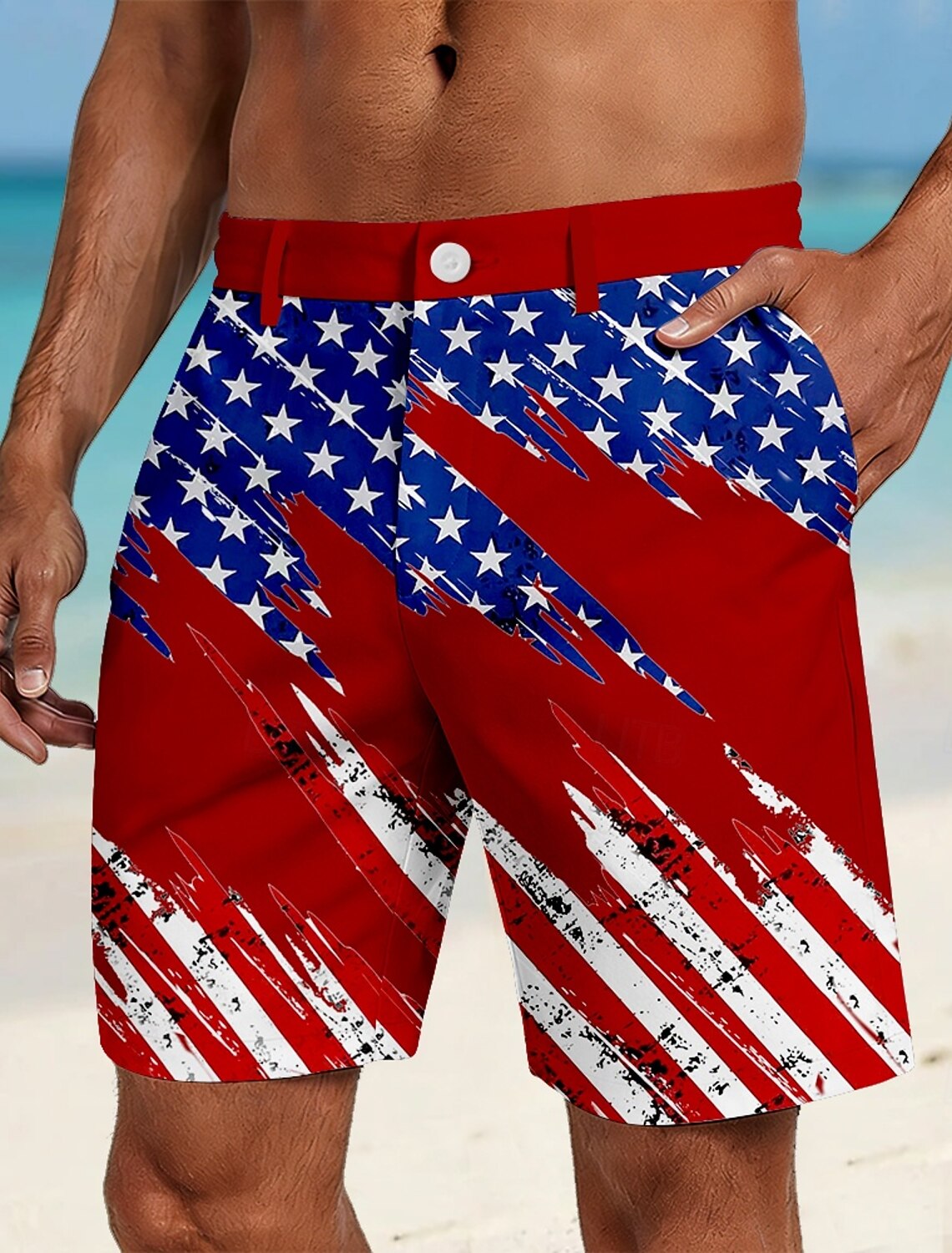 Men's 4th of July U.S. 250th Anniversary American Flag Bermuda shorts Casual Shorts Golf Shorts Mid Waist Patriotic Outdoor Holiday Flat Front Shorts with 4 Pockets Designer Clothing Apparel