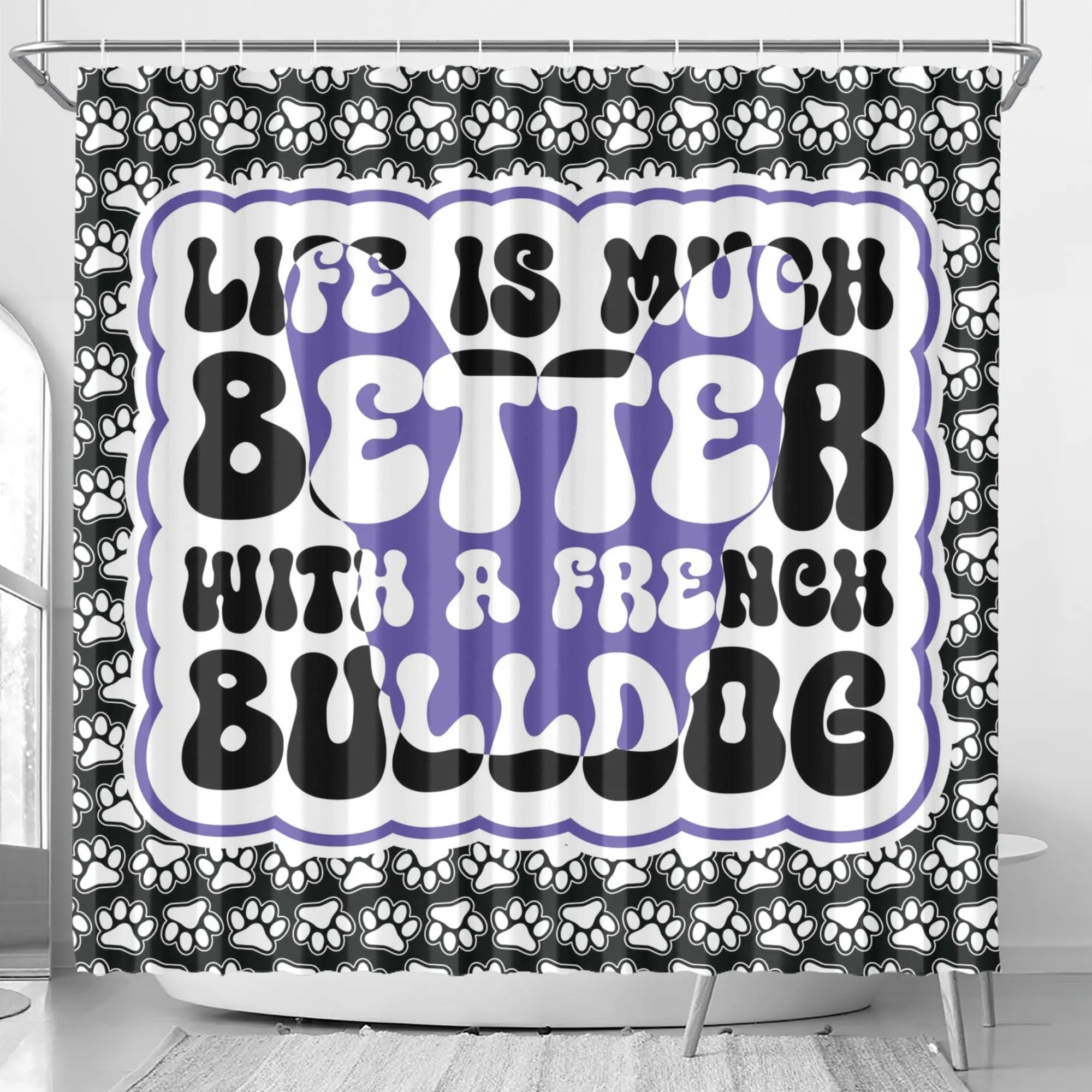 French Bulldog Bun Shower Curtain For Frenchie Lovers Frenchie Pet Item