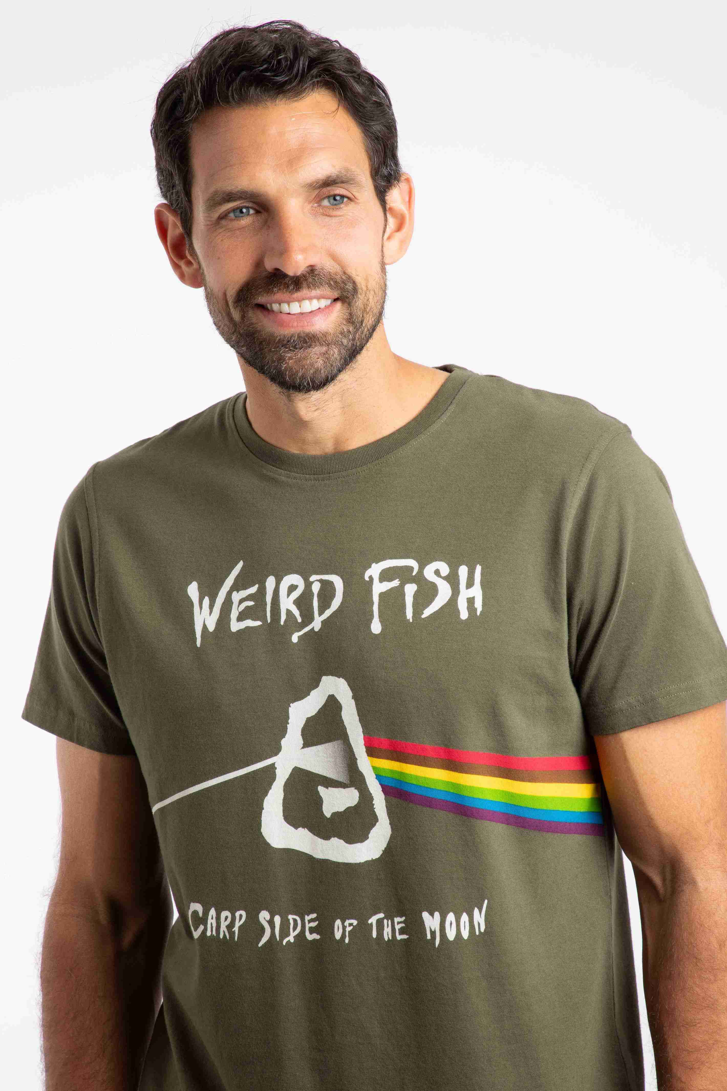 Carp Side Front Print Artist T-Shirt Deep Lichen Green