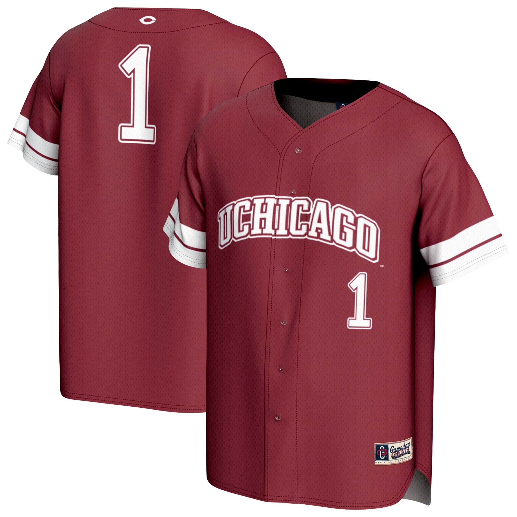 [NJP] UChicago Maroons GameDay Greats Unisex Lightweight Collegiate Baseball Fashion Jersey - Maroon